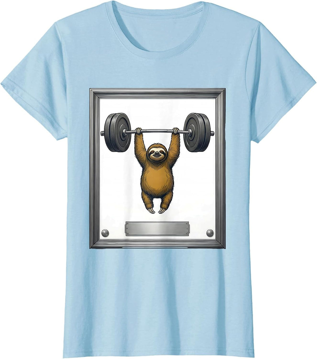 Women's Sloth Weightlifting Funny Gym Humor Animal Workout T-Shirt - Baby Blue