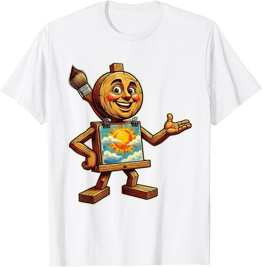 Men's Preschool Teacher Easel Painting Illustration T-Shirt - White