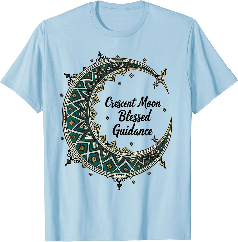 Crescent Moon Blessed Guidance Ramadan Design T-Shirt - Baby Blue