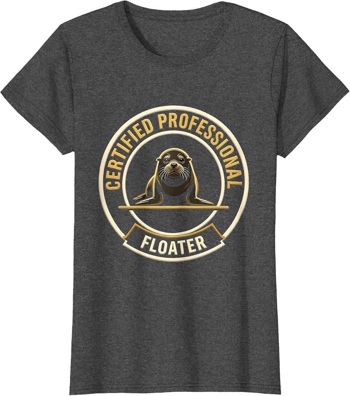 Women's Certified Professional Floater Funny Manatee Seal Ocean T-Shirt - Dark Heather Grey