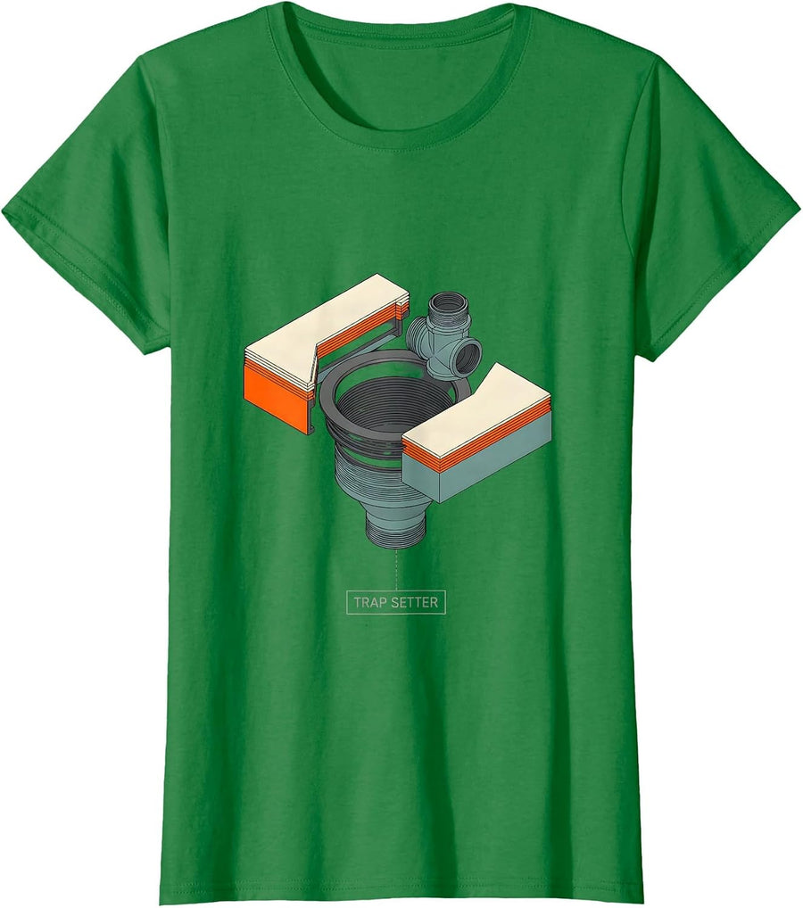 Women's Trap Setter Funny Plumber Pipefitter Occupational Humor T-Shirt - Kelly Green