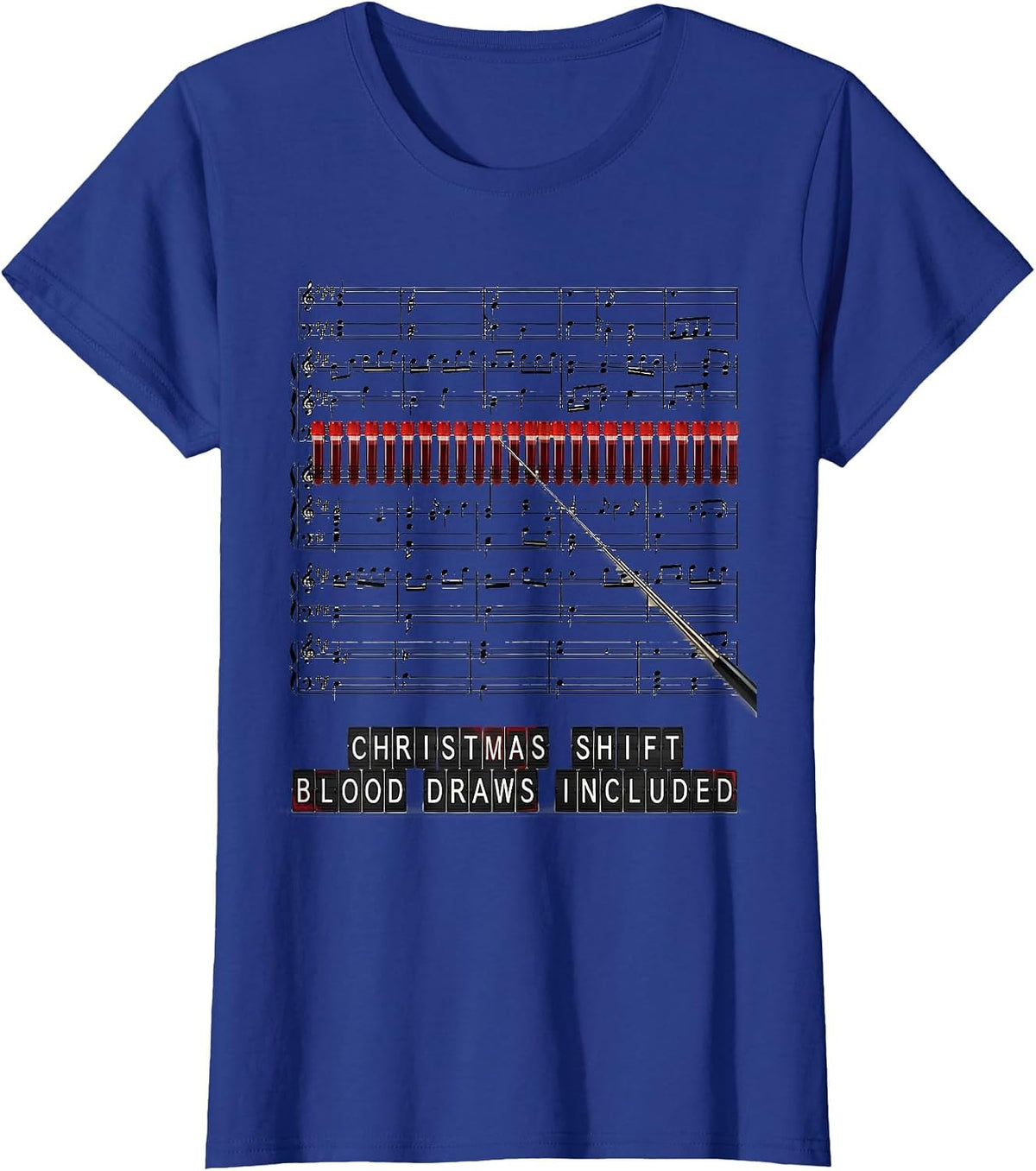 Women's Christmas Shift Blood Draws Included Phlebotomist Tech T-Shirt - Royal Blue