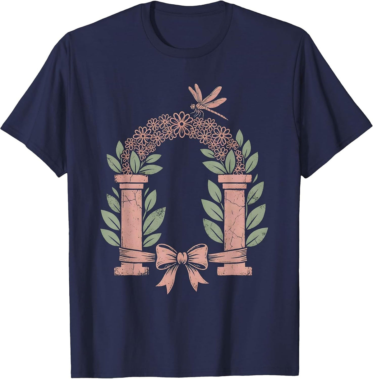 Bridal Wedding Arch with Climbing Roses Graphic T-Shirt - Navy Blue
