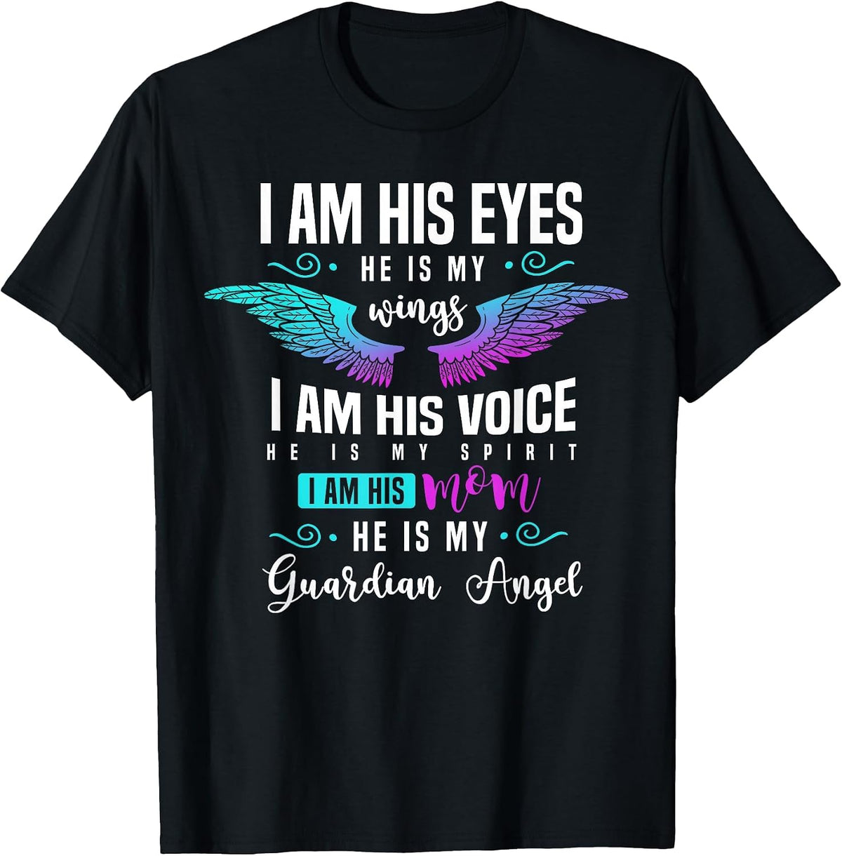My Son is My Guardian Angel Tee I Am His Mom, Grief T-Shirt - Black