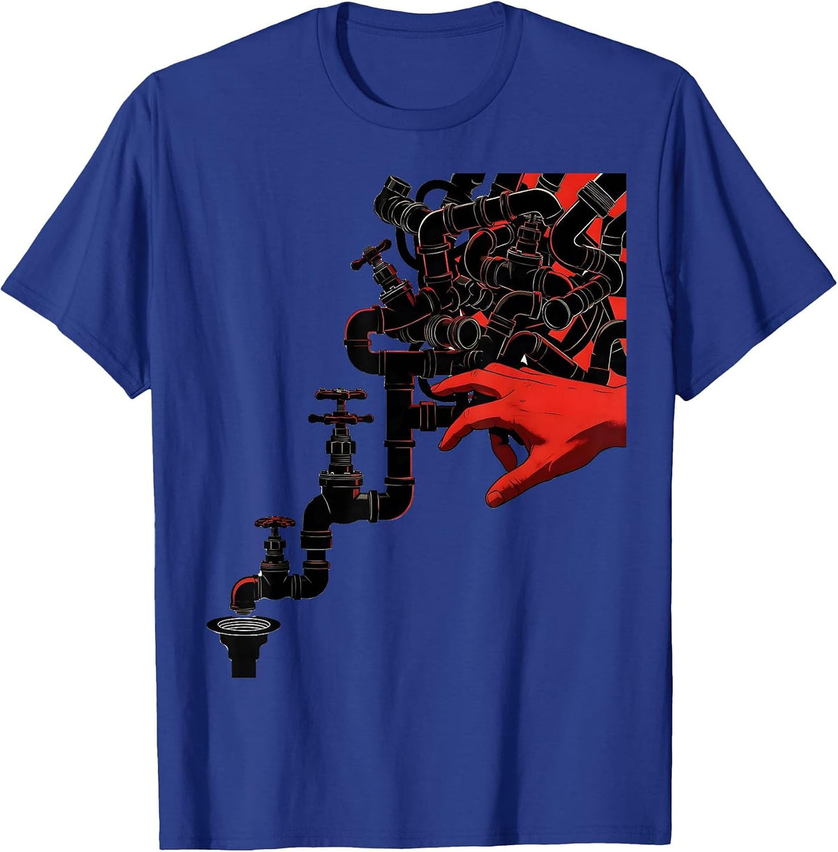 Diagonal Plumbing Pipe Assembly Funny Plumber Dad T-Shirt - Royal Blue