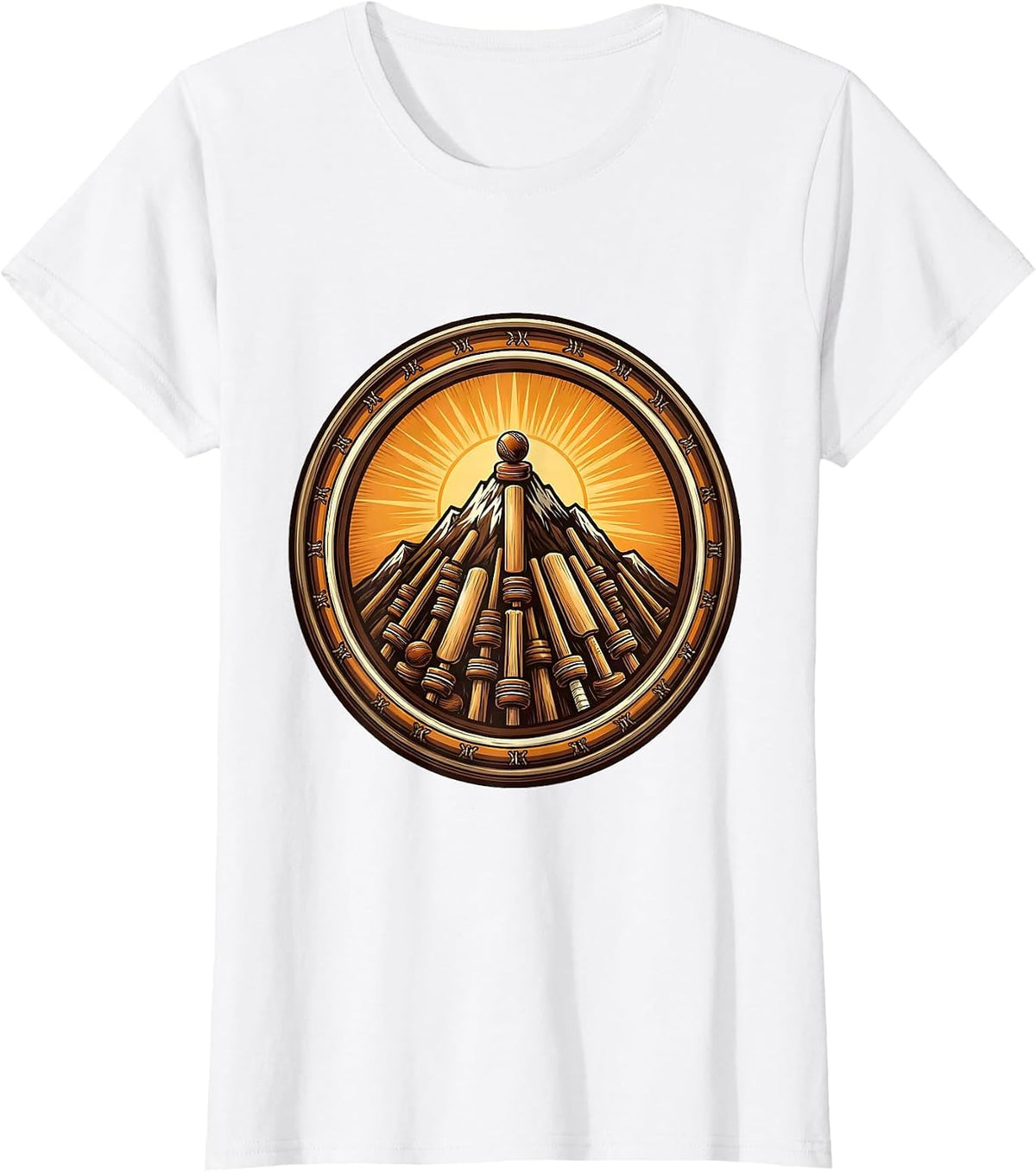 Women's Cricket Stumps Mountain Peak Inspirational Design T-Shirt - White