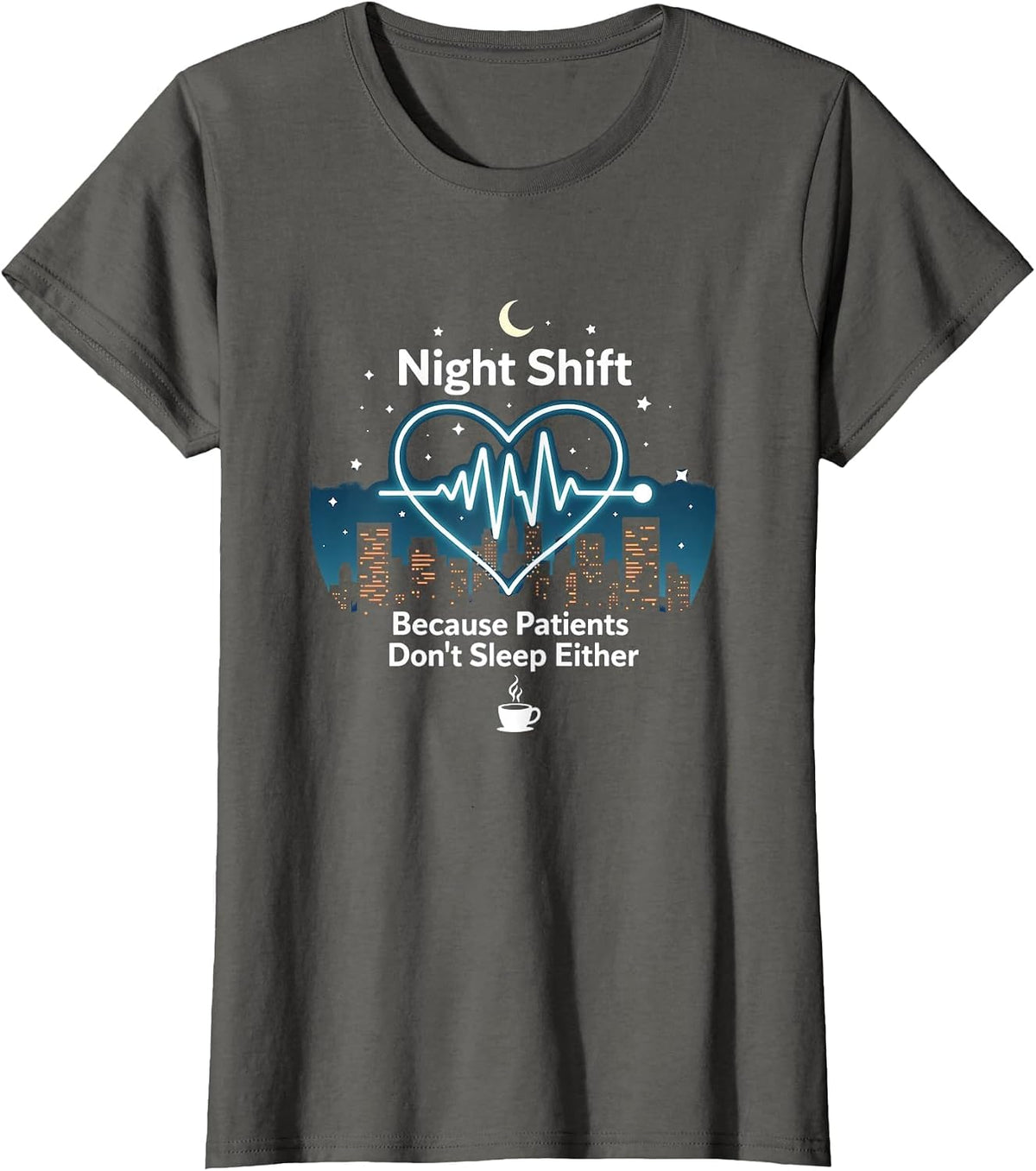 Mademark Nurses & Nursing T-Shirt - Asphalt Grey-nurse Night Shift