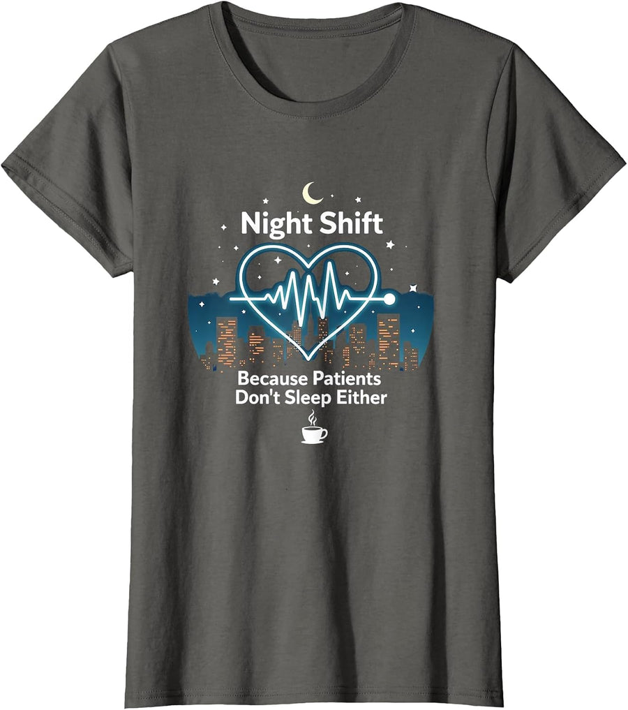 Mademark Nurses & Nursing T-Shirt - Asphalt Grey-nurse Night Shift