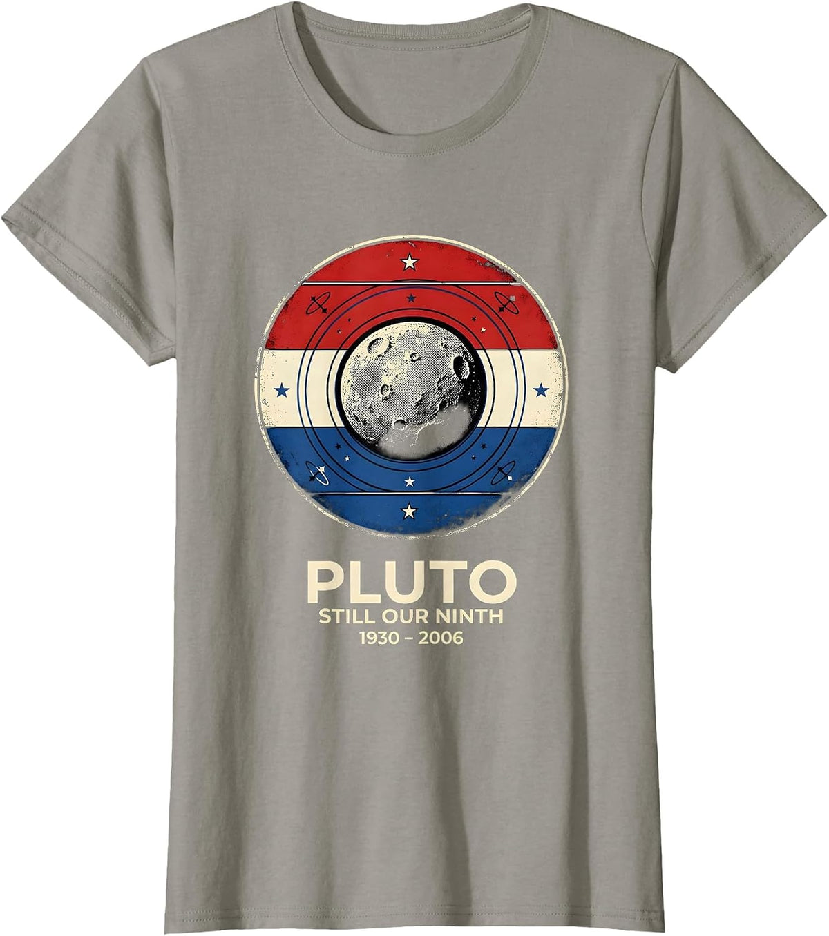 Women's Pluto Still Our Ninth 1930–2006 Funny Retro Astronomy Space T-Shirt - Slate Grey