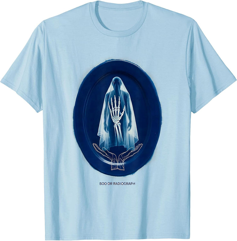 Men's Boo Or Radiograph Cyanotype Radiology Tech Ghost Halloween T-Shirt - Baby Blue