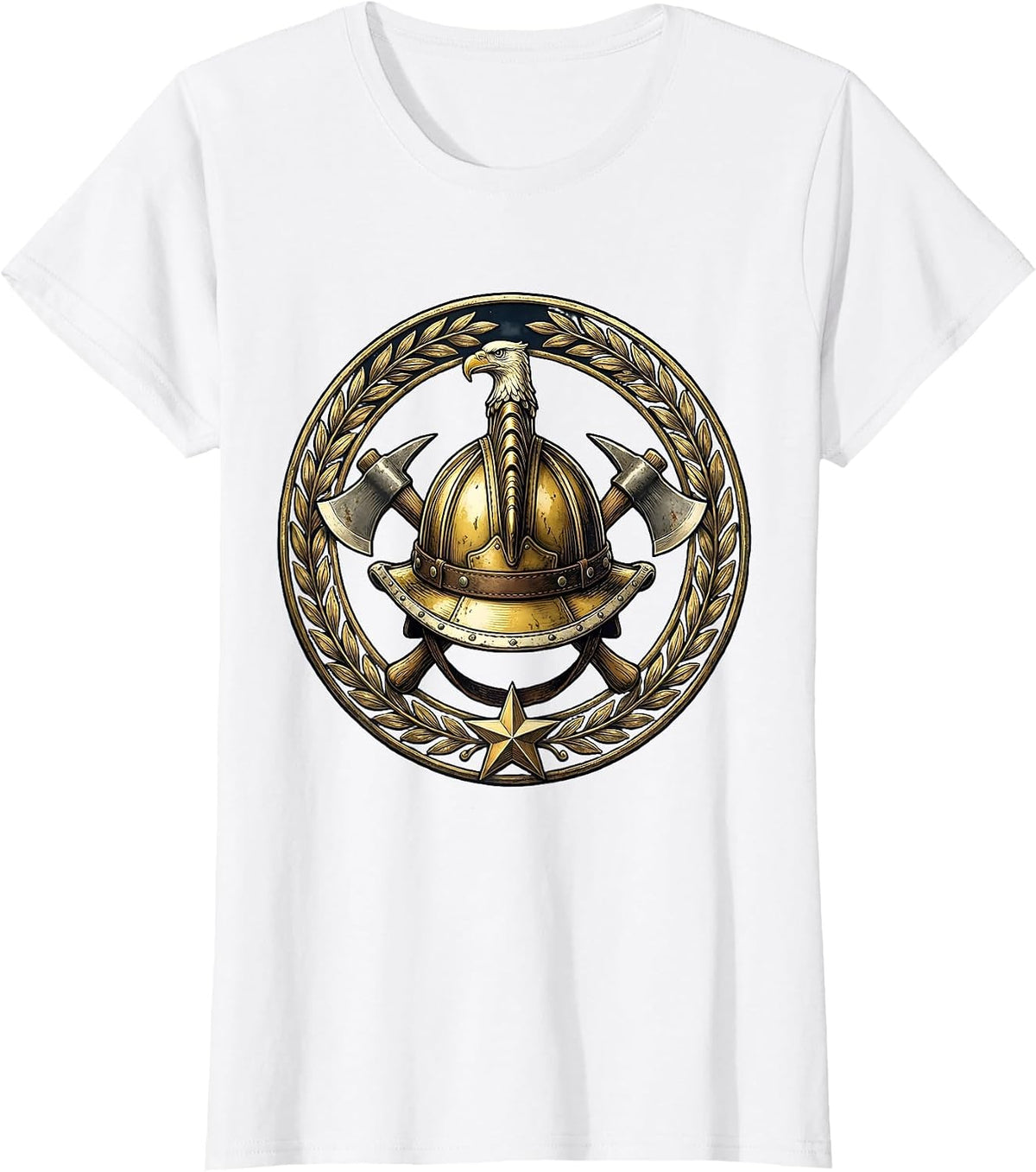 Vintage Fire Helmet Graphic Tee for Firefighters T-Shirt - White