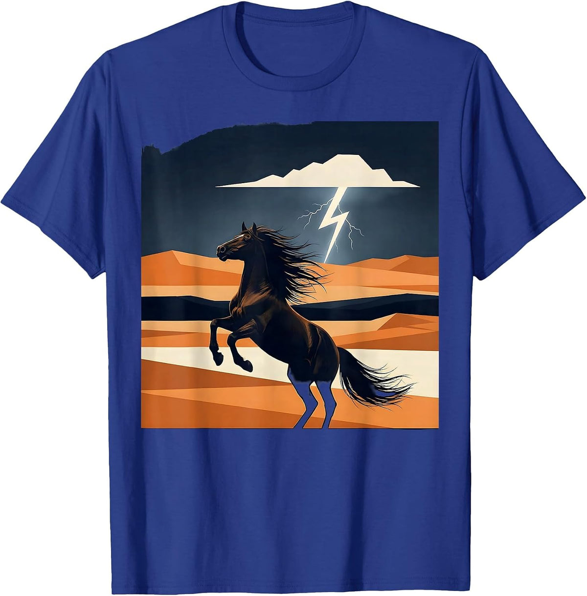 Wild Horse Lightning Storm Western Graphic T-Shirt - Royal Blue