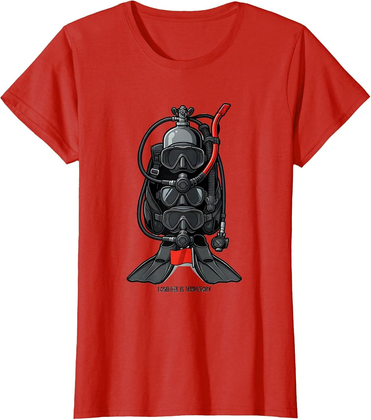 Women's Land Use Is Temporary Funny Scuba Diver Ocean Humor Gift T-Shirt - Red