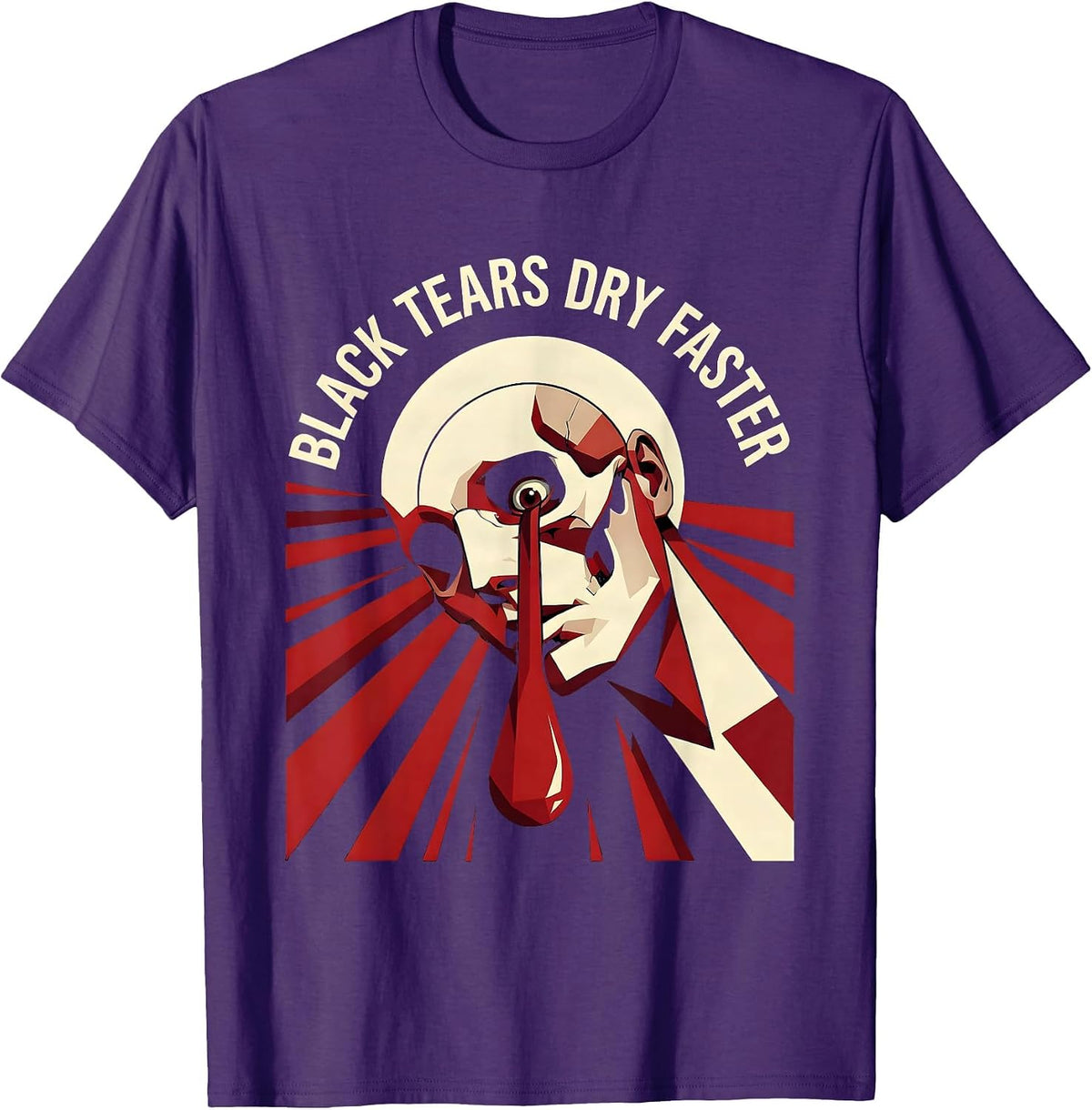 Black Tears Dry Faster Goth Dark Art Design T-Shirt - Purple