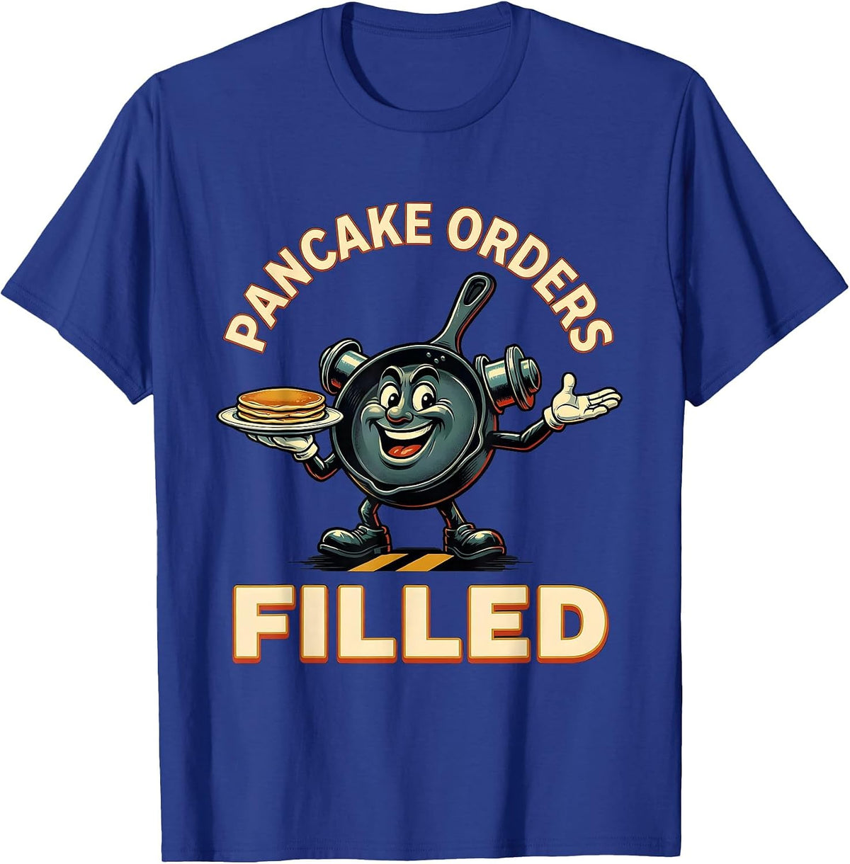 Pancake Orders Filled Retro Football Lineman Humor Gift T-Shirt - Royal Blue