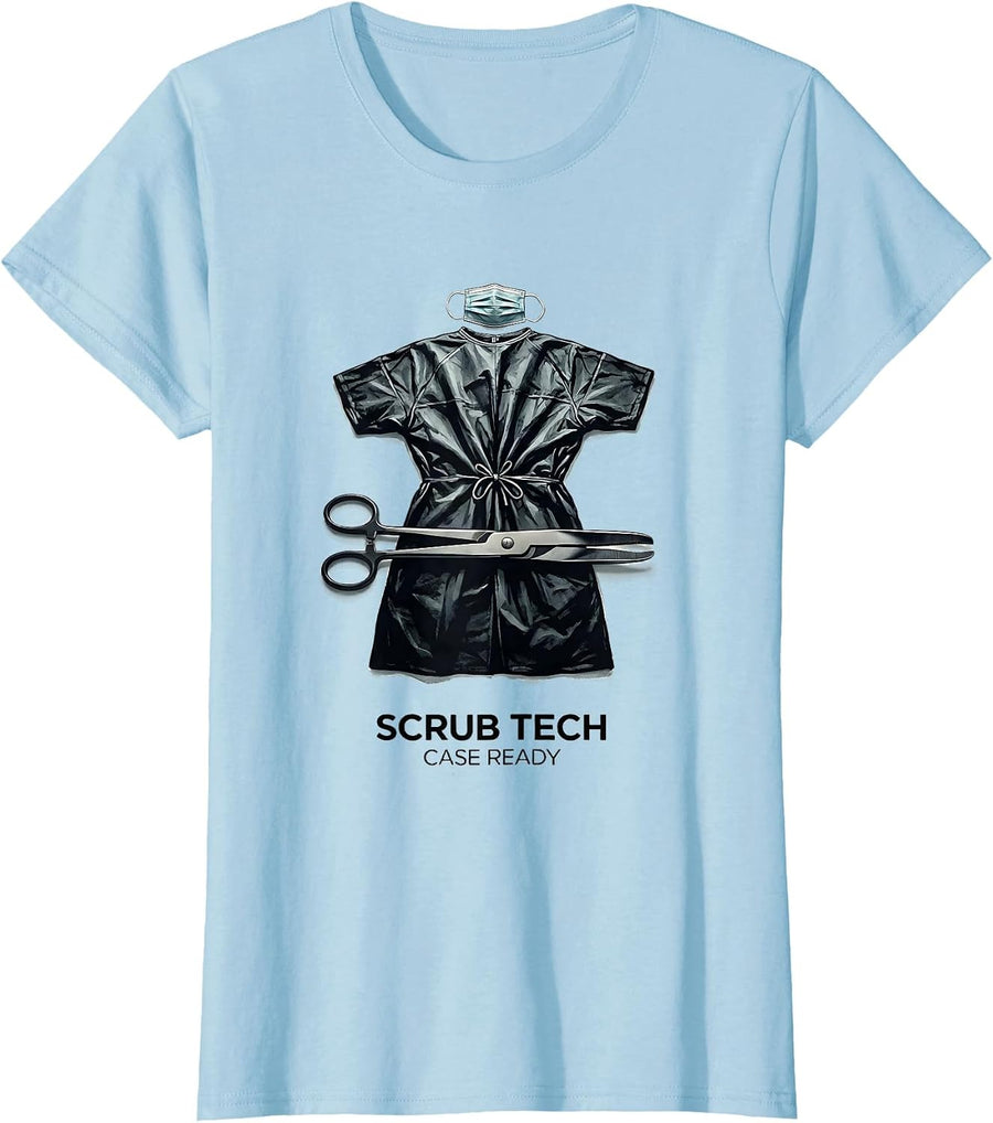 Women's Scrub Tech Case Ready Monochromatic Surgical Tech T-Shirt - Baby Blue