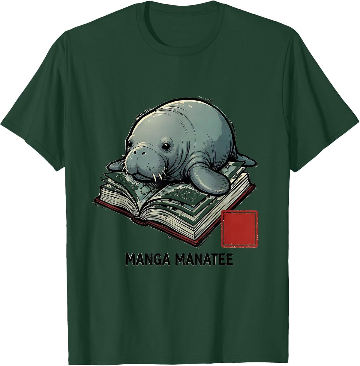 Men's Manga Manatee Kawaii Anime Fan Gift Chibi T-Shirt - Dark Green
