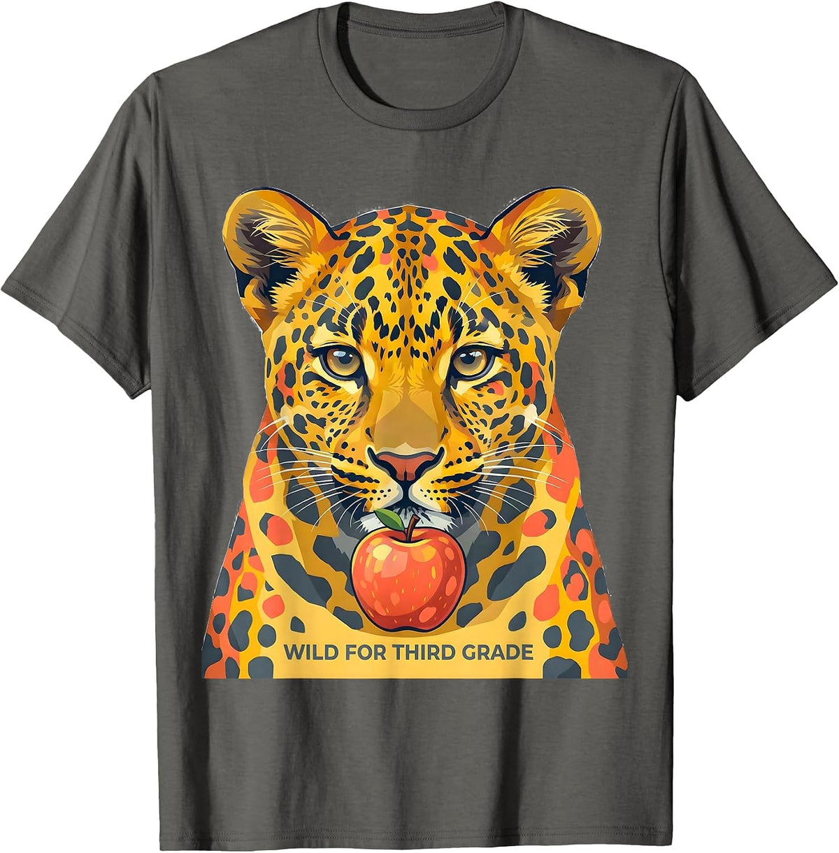 Wild For Third Grade Leopard Teacher Back To School T-Shirt - Asphalt Grey