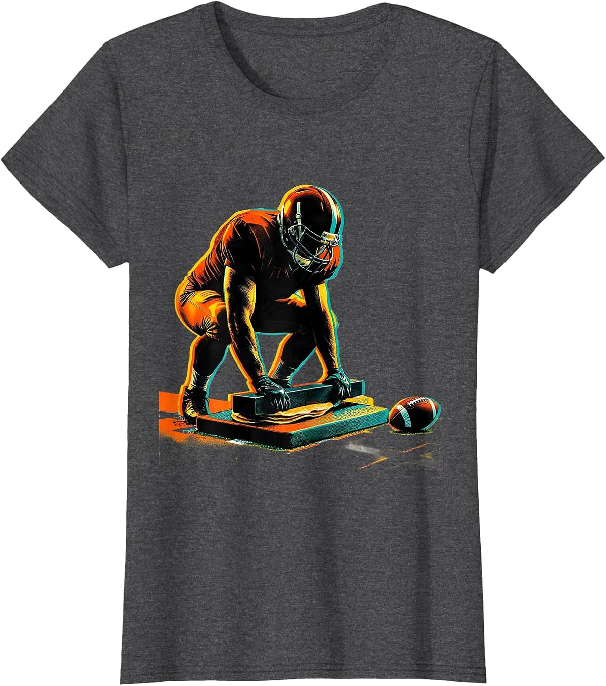 Women's Lineman Press Flat Pad Football Humor T-Shirt - Dark Heather Grey