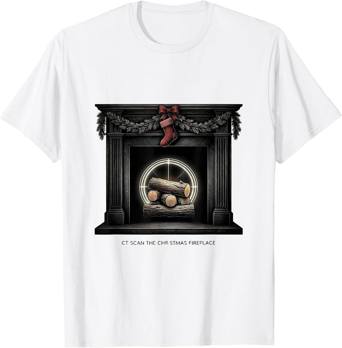 Men's CT Scan The Christmas Fireplace Radiology Tech Humor T-Shirt - White
