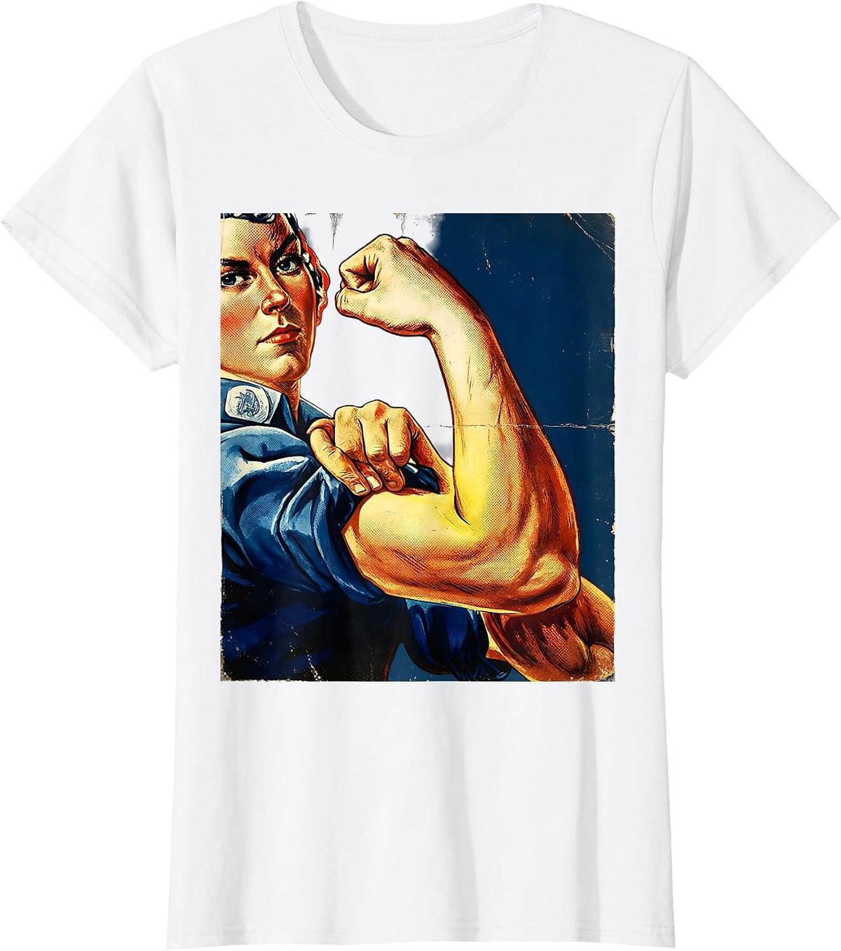 Labor Day Rosie Flexing Arm Graphic Tee T-Shirt - White