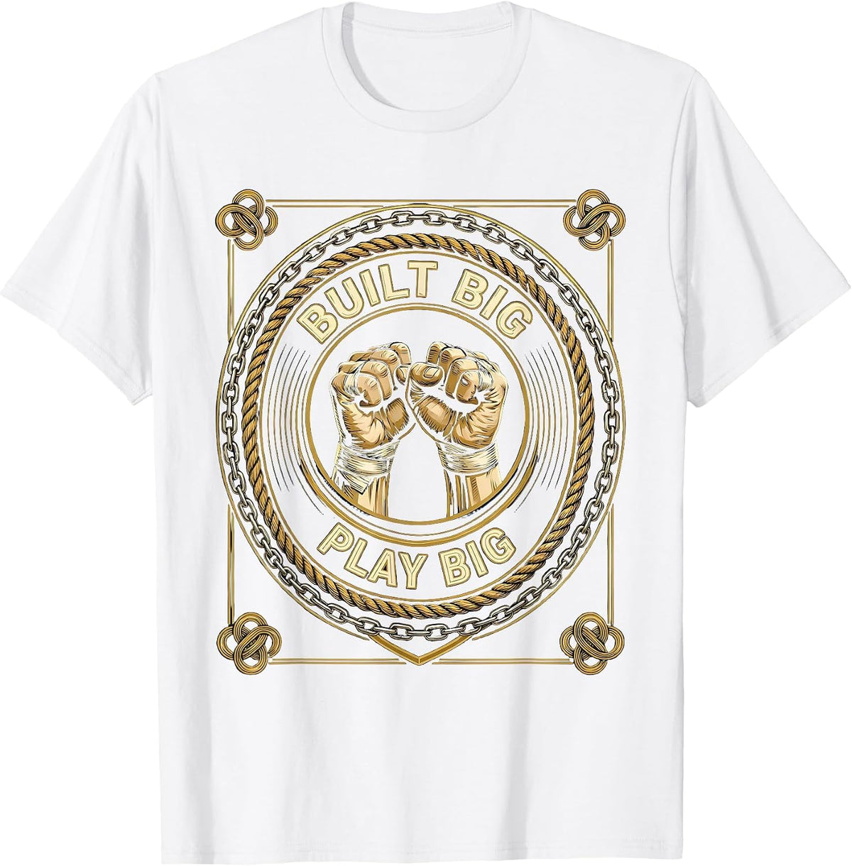 Men's Built Big Play Big Football Lineman Design T-Shirt - White