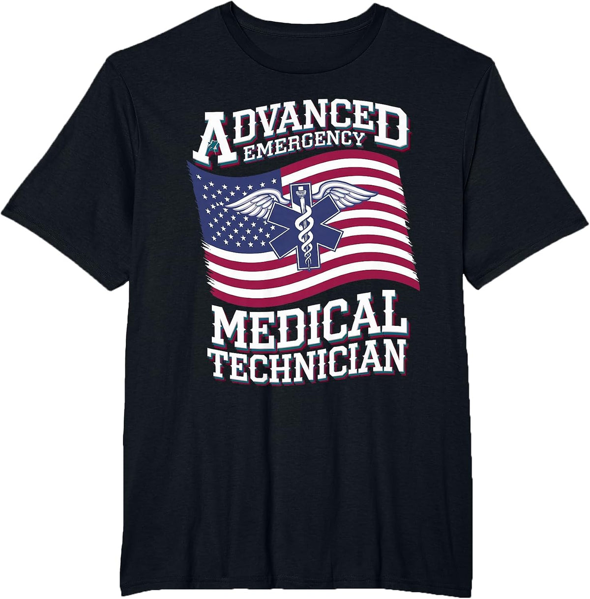 Patriotic AEMT for Medical Technician First Aider T-Shirt - Black