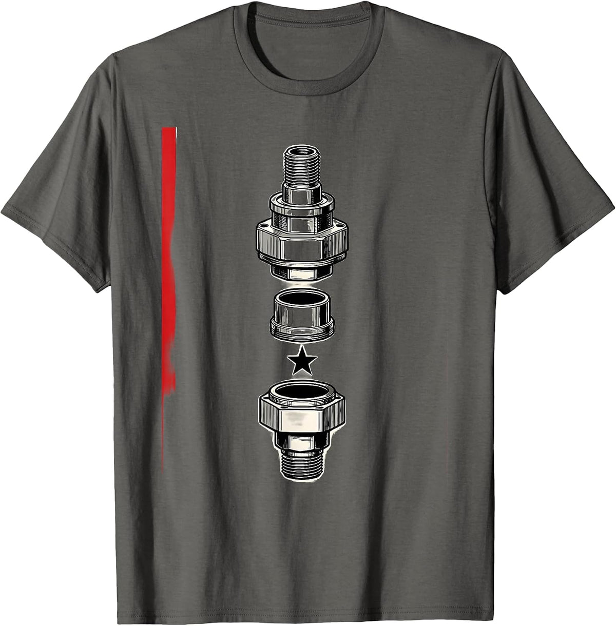 Exploded Oilfield Cementing Head Patriotic Trade Worker Gift T-Shirt - Asphalt Grey