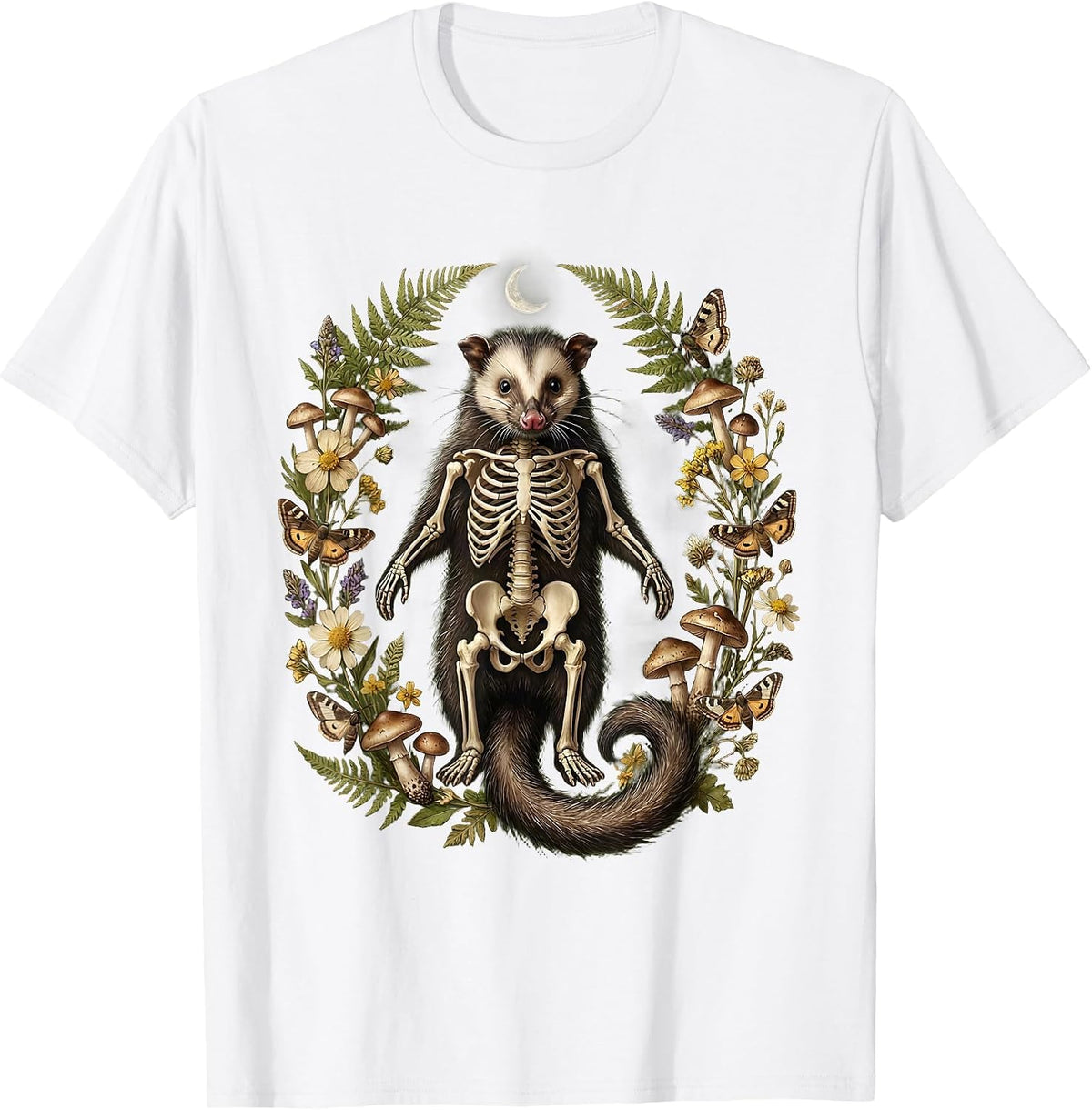 Men's Opossum Skeleton Classic Anatomy Illustration T-Shirt - White