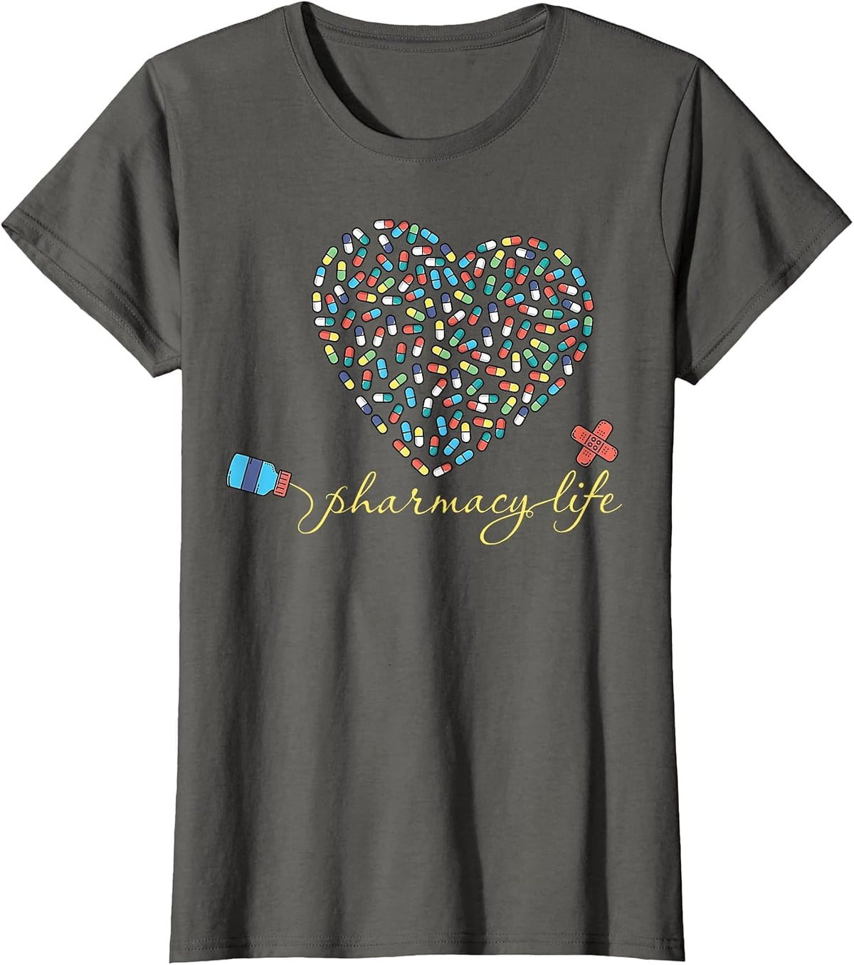 Pharmacist Life Pharmaceutical Heart Pharmacy Technician T-Shirt - Asphalt Grey