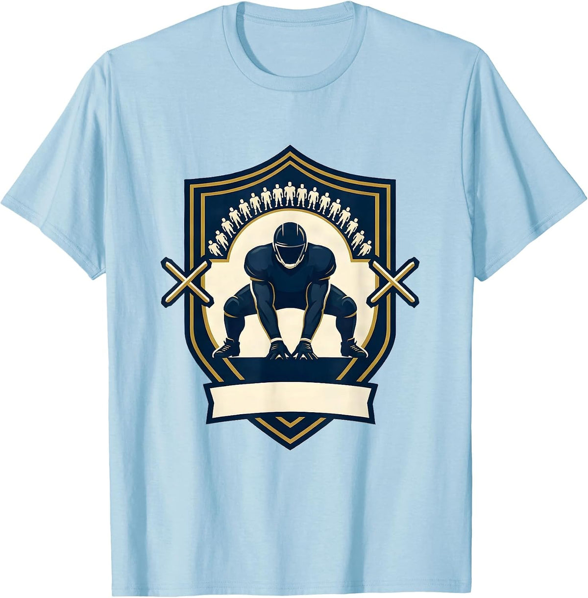 Men's Lineman Crest Shield Football Fan Humor T-Shirt - Baby Blue
