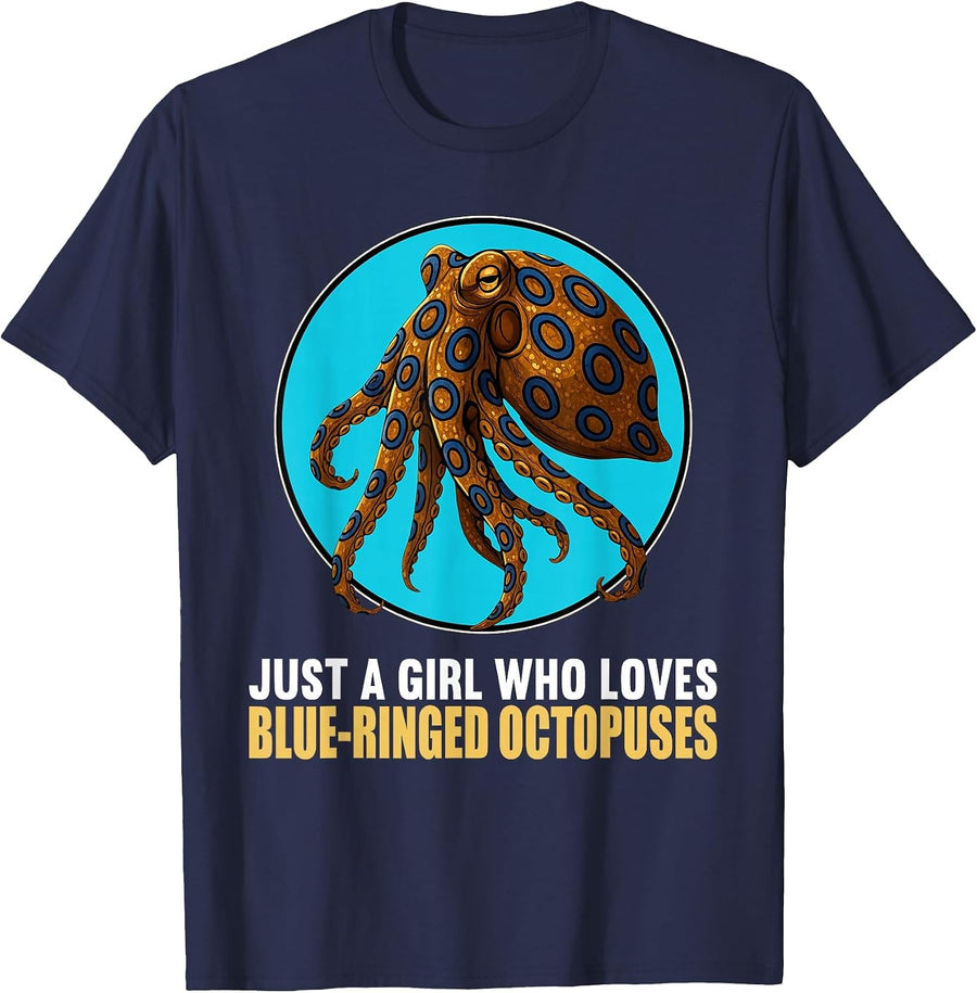 Blue-Ringed Octopuses Blue-Ringed Octopus T-Shirt - Navy Blue