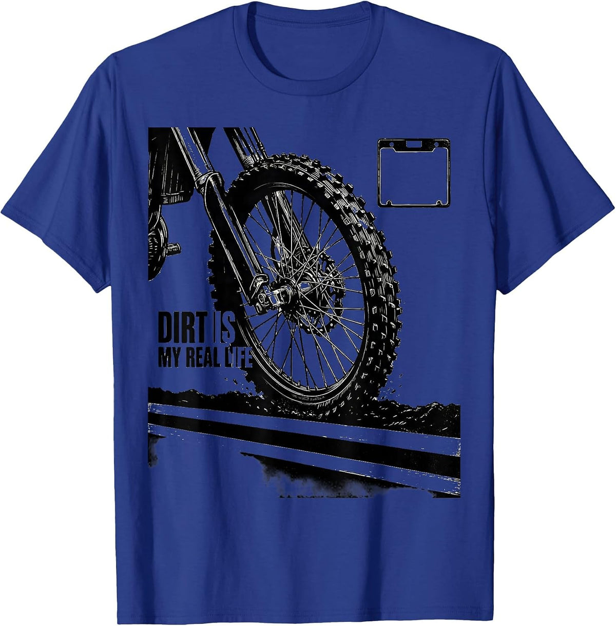 Men's Dirt Is My Real Life Scratchboard Motocross Dirt Bike Rider T-Shirt - Royal Blue