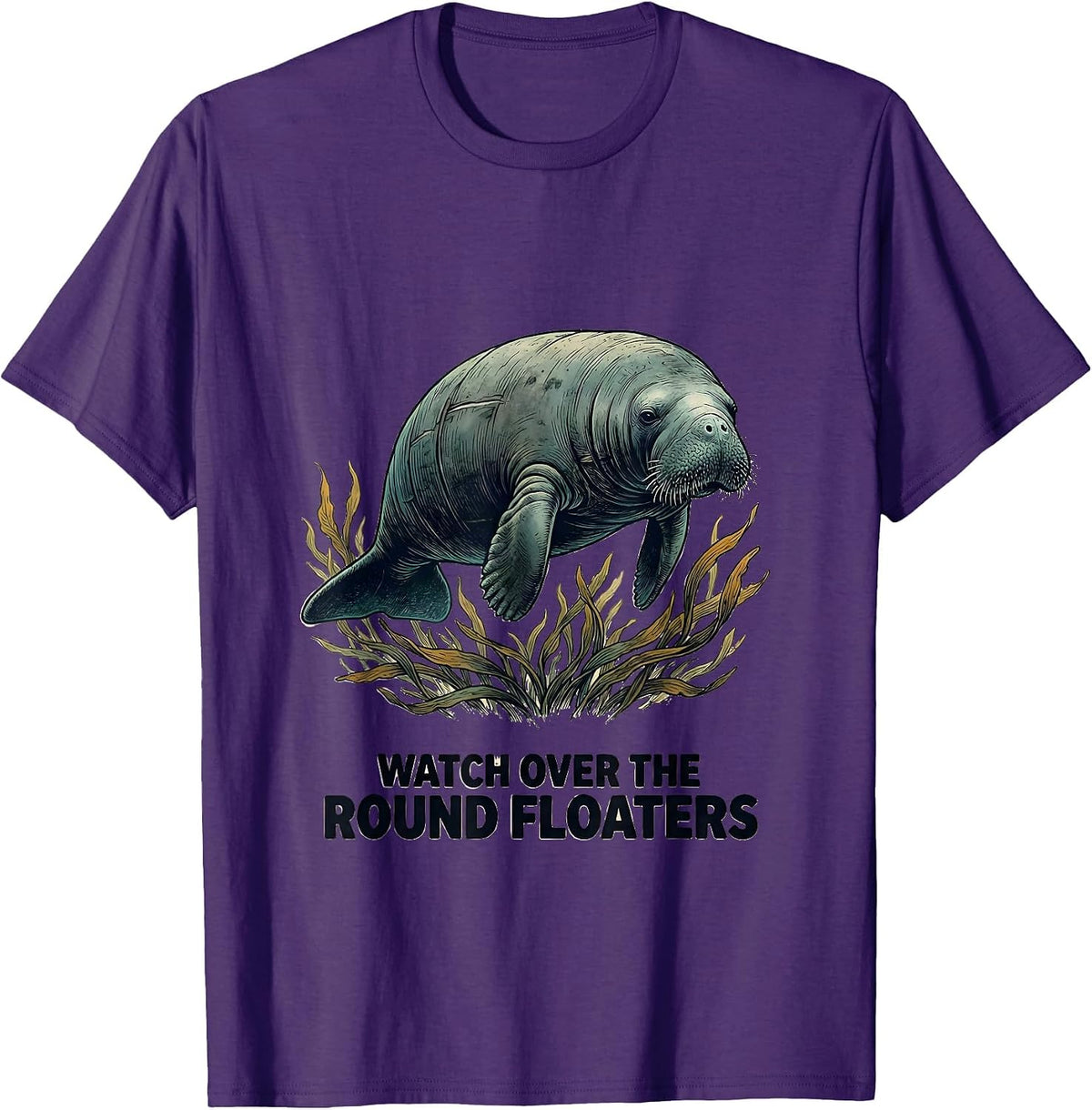 Men's Watch Over The Round Floaters Funny Manatee Lover Ocean T-Shirt - Purple