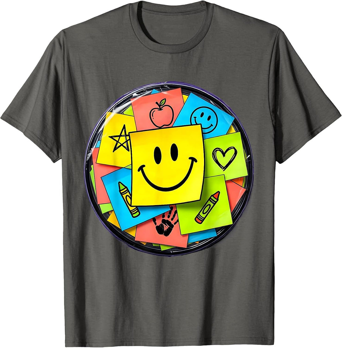 Preschool Teacher Sticky Notes Classroom Wall T-Shirt - Asphalt Grey