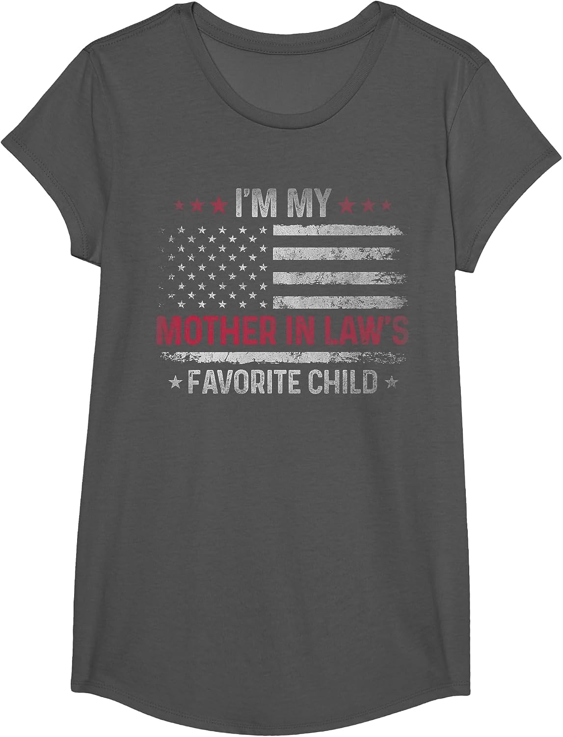 I'm My Mother in Law's Favorite Child Funny Family Women Men T-Shirt - Girls Asphalt Grey