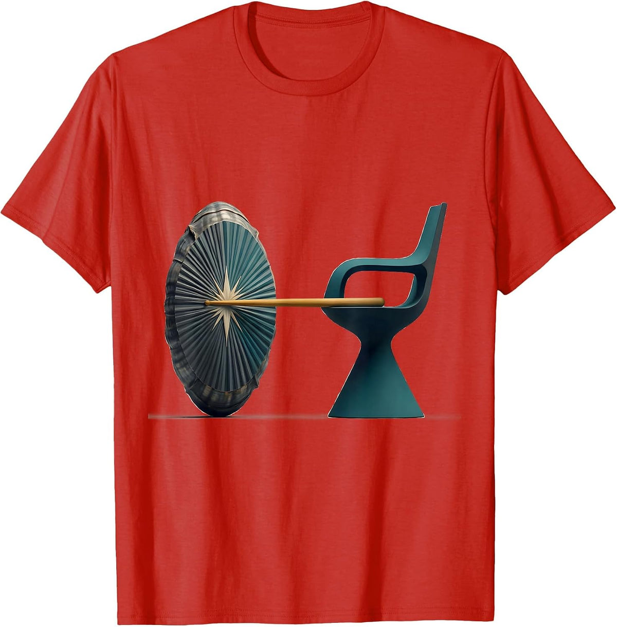 Men's Drummer Drum & Chair Midcentury Modern Humor T-Shirt - Red