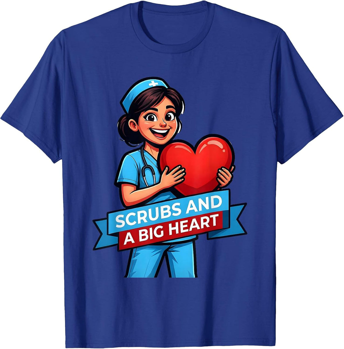 Scrubs and a Big Heart CNA Design T-Shirt - Royal Blue