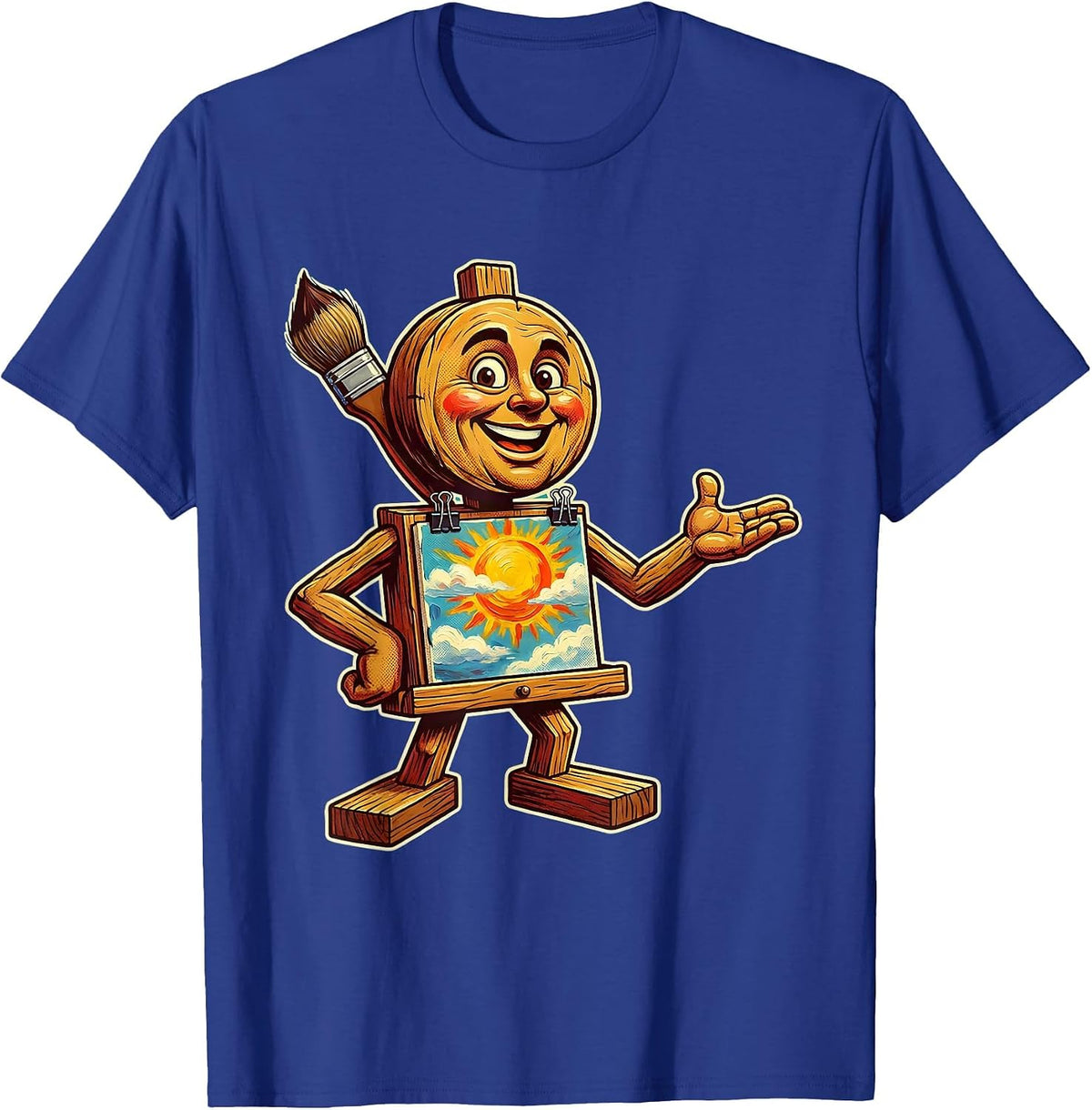 Men's Preschool Teacher Easel Painting Illustration T-Shirt - Royal Blue