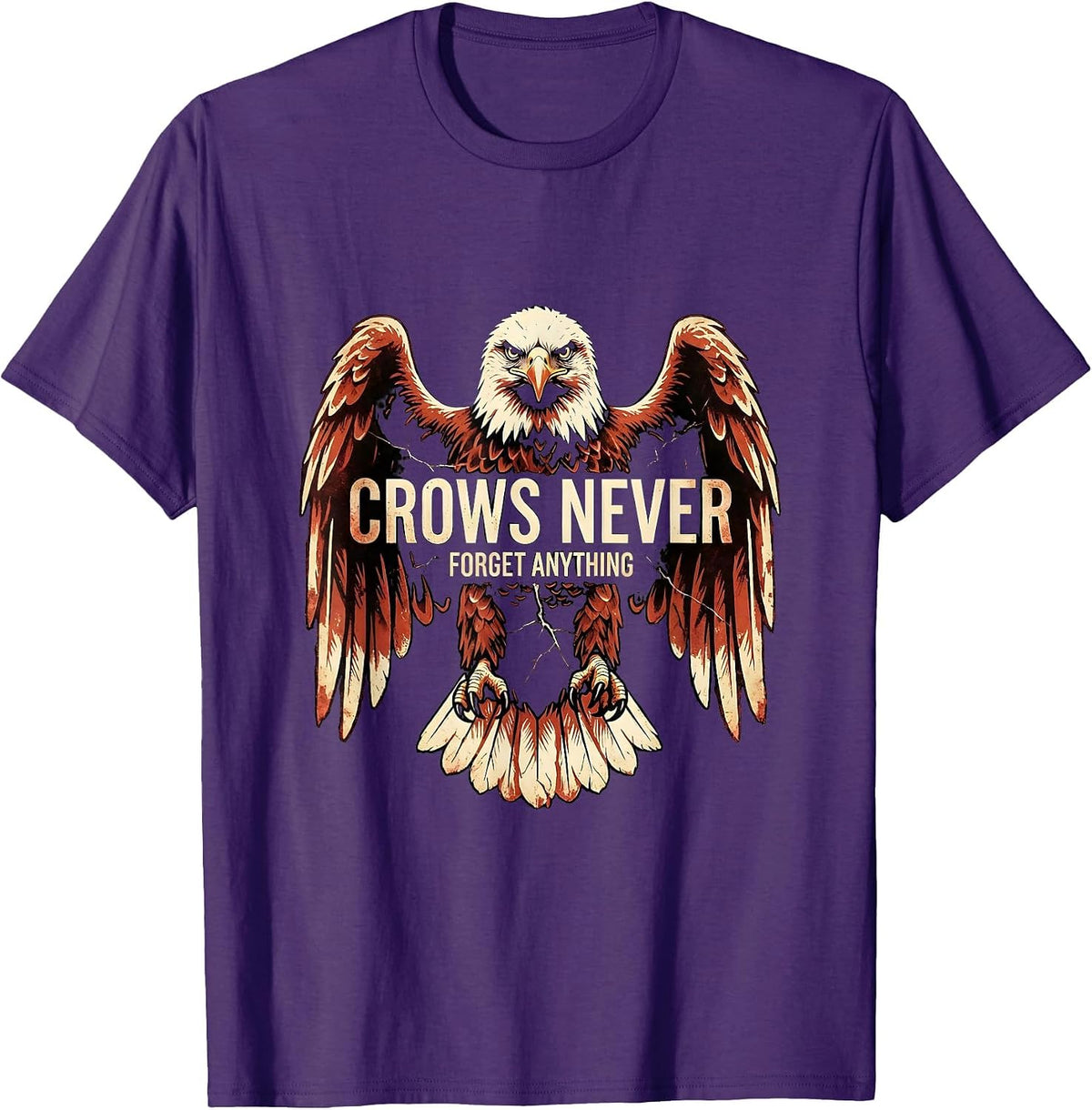 Men's Crows Never Forget Anything Bird Lover Design T-Shirt - Purple