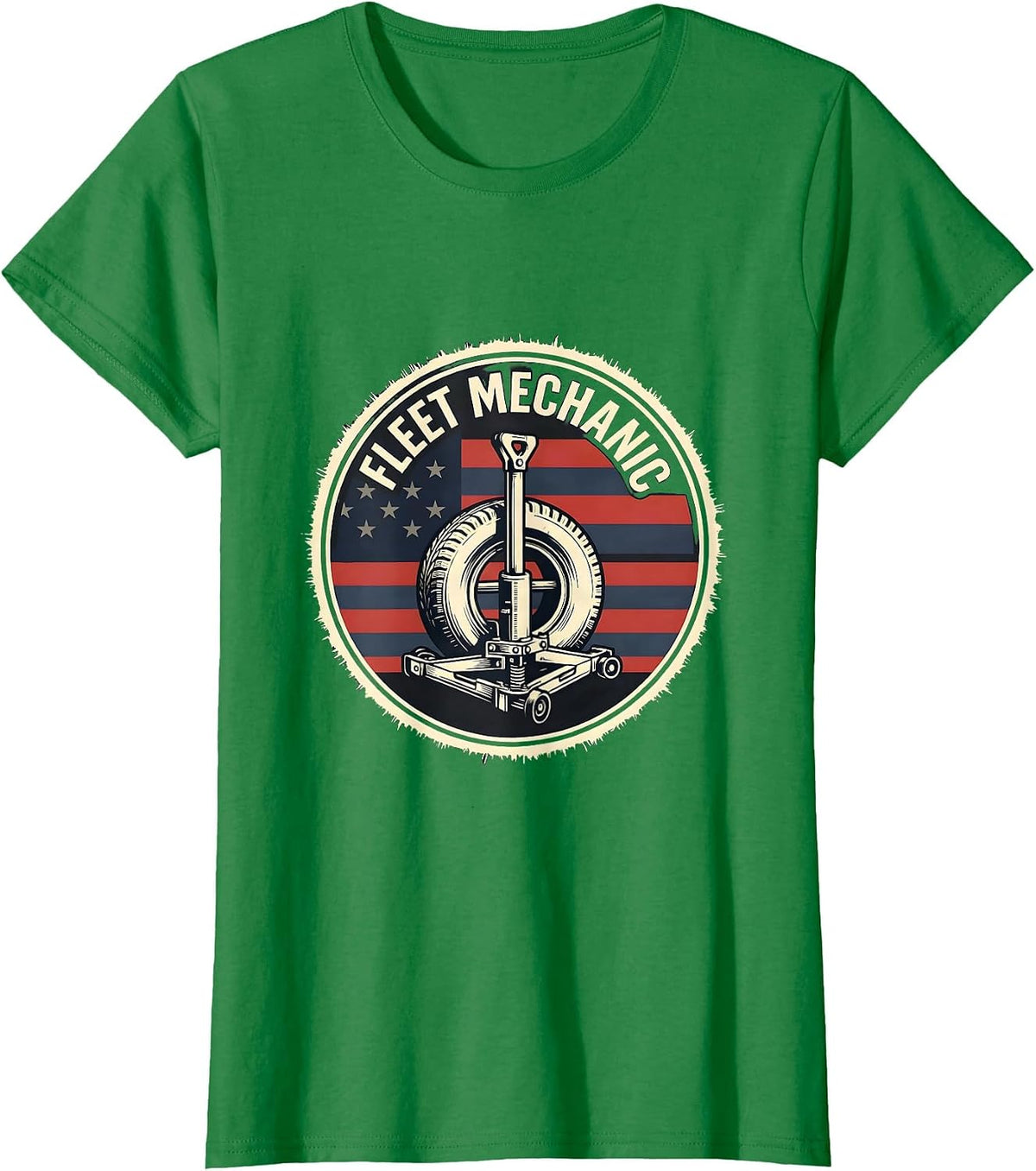 Fleet Mechanic Patriotic American Flag Mechanic Gift T-Shirt - Kelly Green