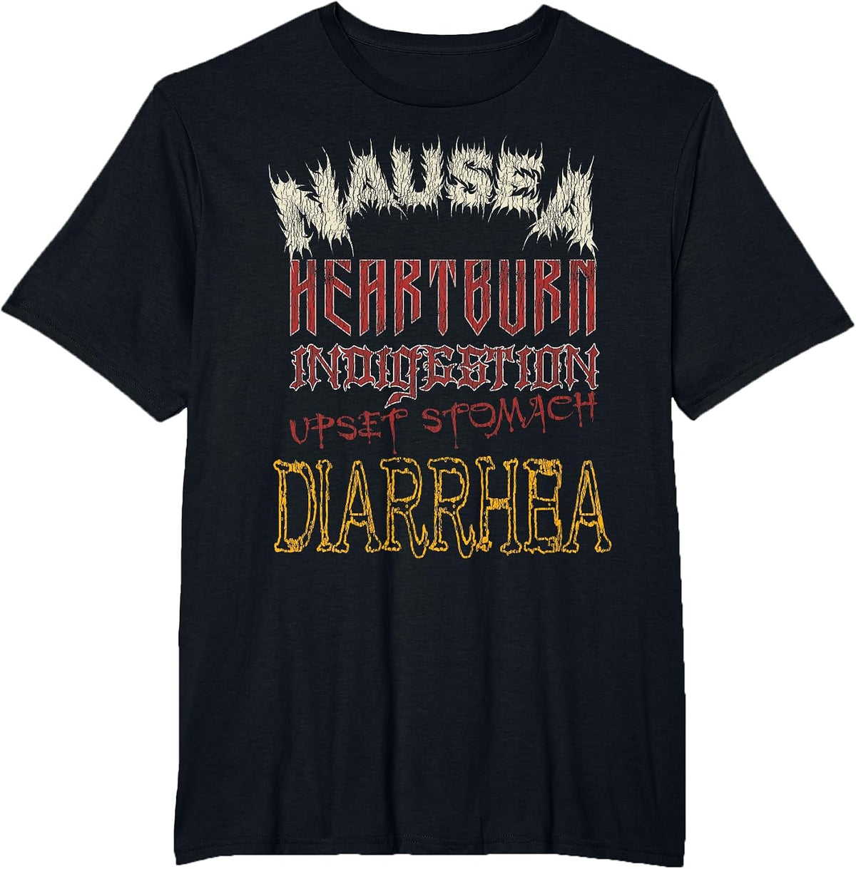 Thrash Metal Shirt, Funny Heavy Nausea Heartburn Concert T-Shirt - Black