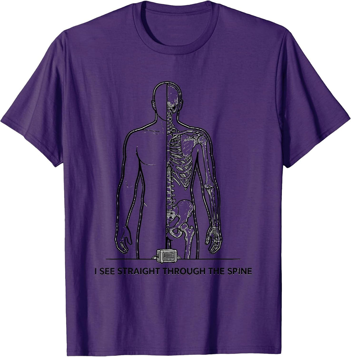 Men's I See Straight Through The Spine Funny Radiology Tech Humor T-Shirt - Purple