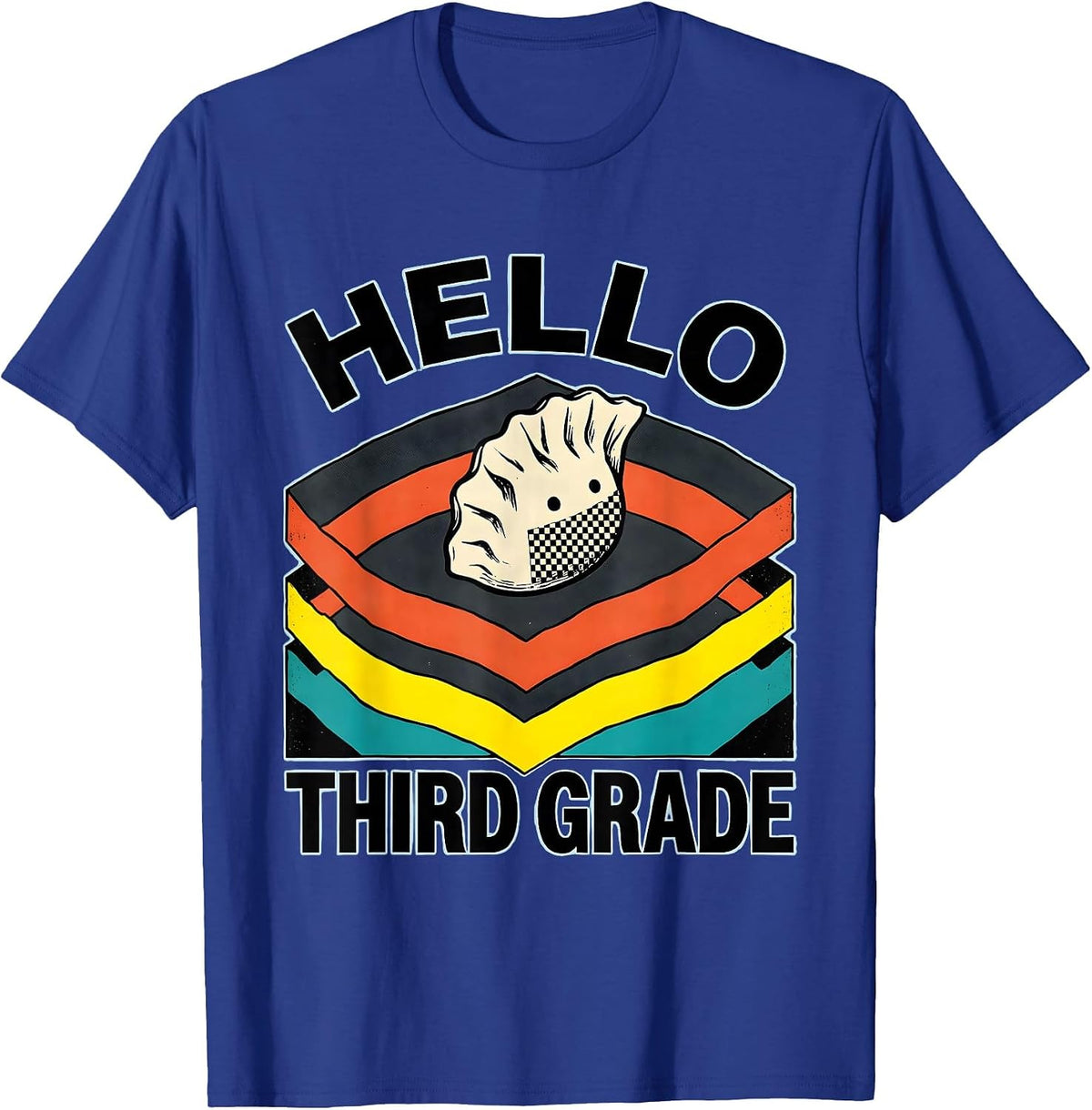Hello, Third Grade Cute Dumpling Girl Back to School Teacher T-Shirt - Royal Blue