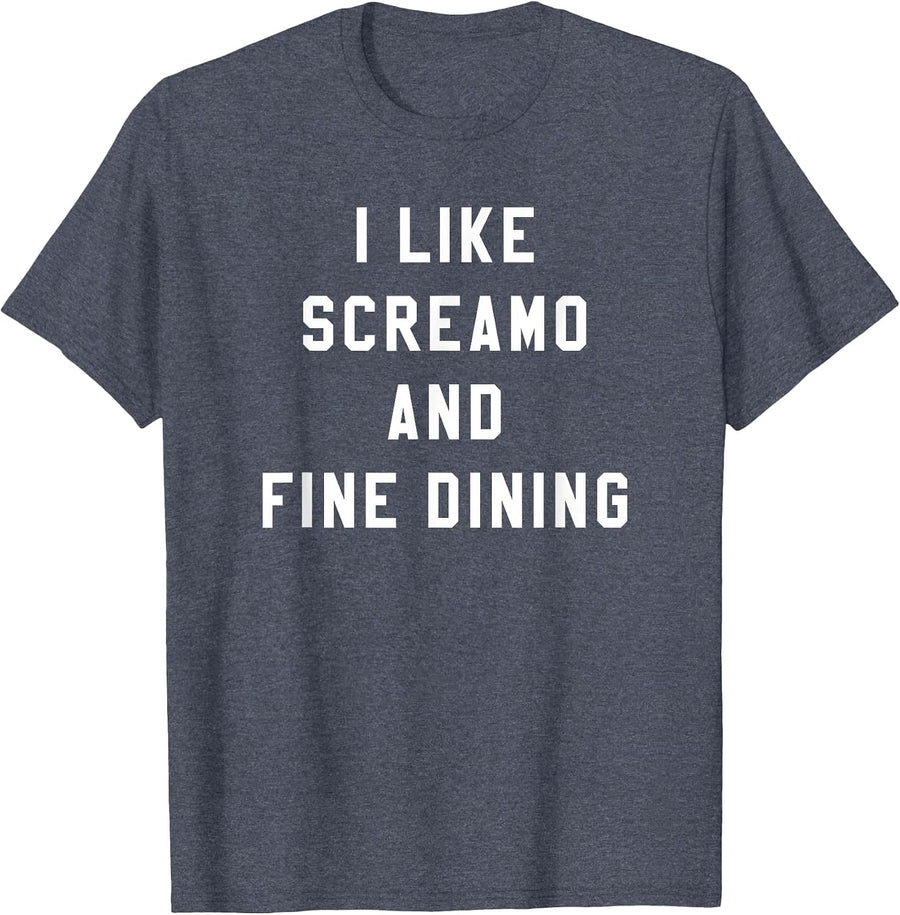 I Like Screamo and FINE Dining Funny Emo Goth Punk Music T-Shirt, Men, Heather Blue, XX-Large - As Pictured