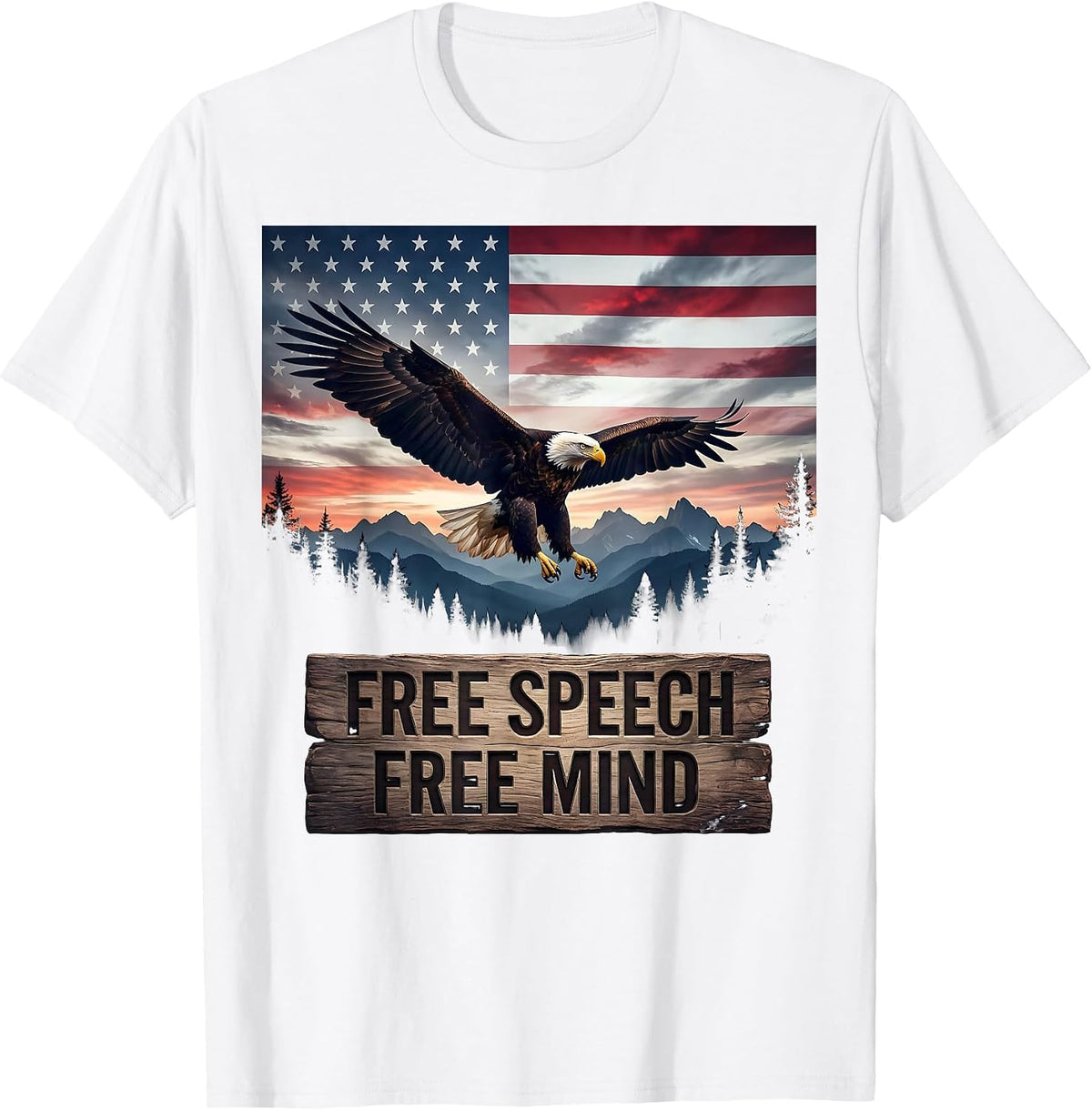 Free Speech Free Mind Bold Statement Design T-Shirt - White