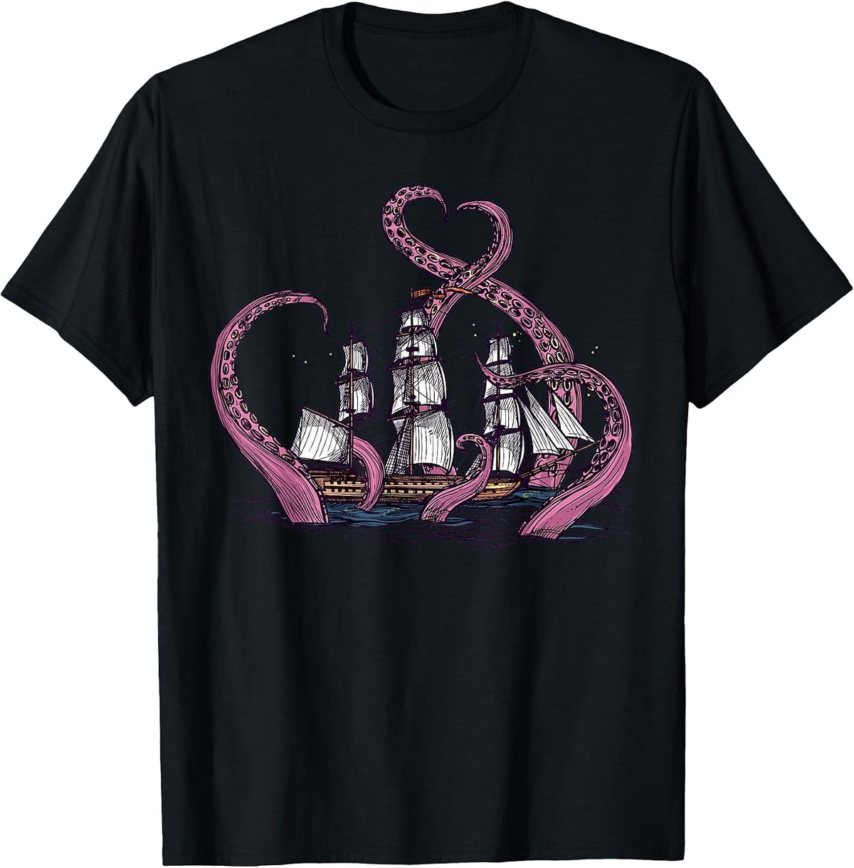 Cute Octopus Shirt Vintage Tshirt Sea Monster Kraken Cthulhu T-Shirt - Black
