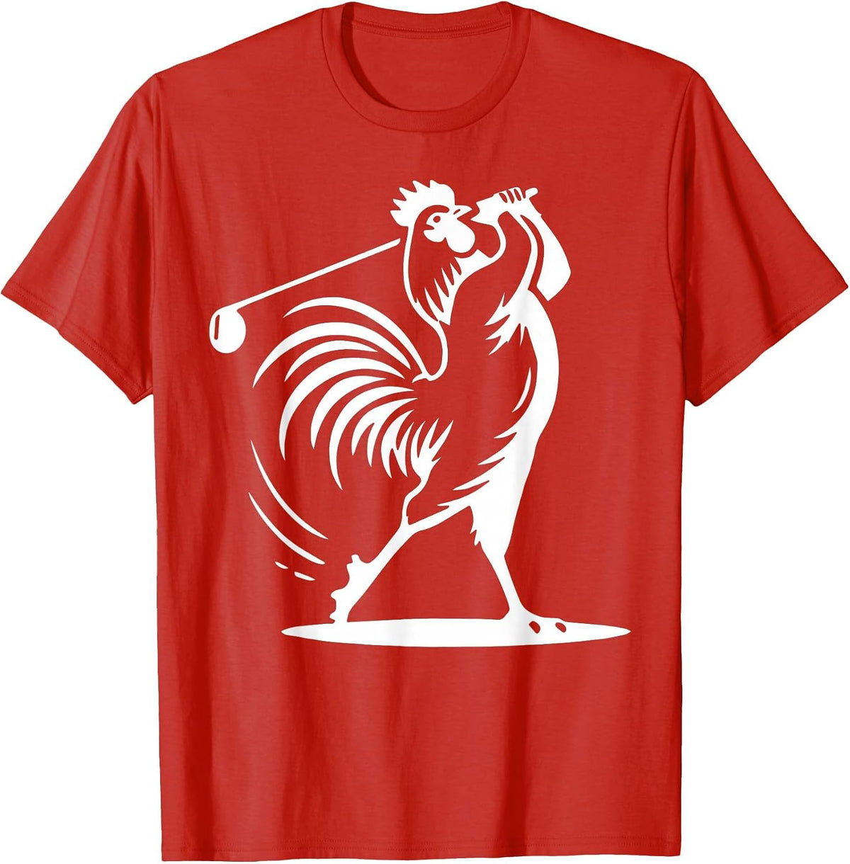 Vintage Rooster Playing Golf Golfer Golf Lover Game Day T-Shirt - Red