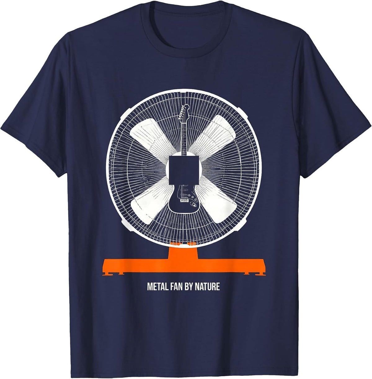 Men's Metal Fan By Nature Brutalist Heavy Metal Fan Humor T-Shirt - Navy Blue