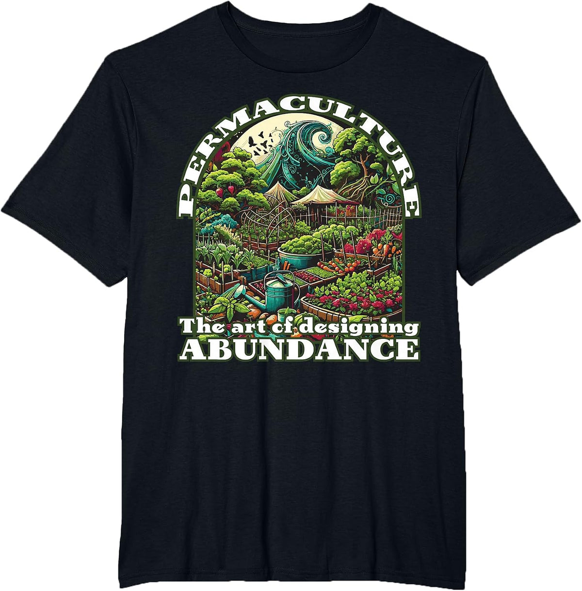 Permaculture Garden Food Forest Design T-Shirt - Black